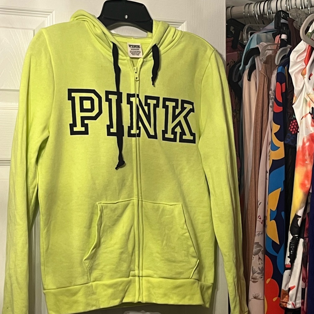 Pink Neon Yellow Zip-Up Hoodie